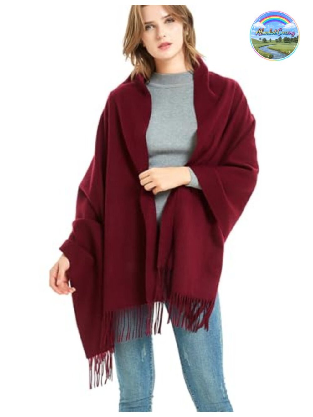 Wool Shawl Large Thick Pashmina Travel Blanket Scarf Winter Wrap for Women